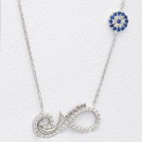 Annem Yazılı Zirkon Taşlı Nazar Boncuklu Gümüş Kolye YSLE