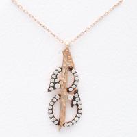 Arapça Elif Şeklinde Rose Gümüş kolye