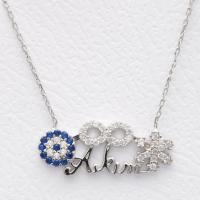 Aşkım Yazılı Zirkon Taşlı Gümüş Kolye YSLE