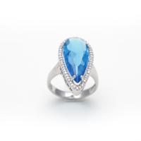 Damla Motifli Mavi Zirkon Taş Yüzük