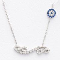 Zirkon Taşlı Sonsuzluk Nazar Boncuklu Gümüş Kolye YSLE