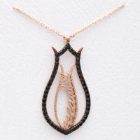 İstanbul Yazılı Zirkon Taşlı Rose Gümüş Kolye SYHE