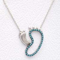 Nano Taşlı Ayak İzi Gümüş Kolye