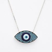 Nazar Boncuklu Mavi Taşlı Gümüş Kolye