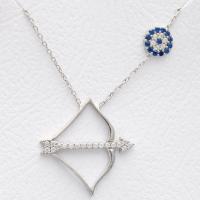 Ok & Yay Figürlü Zirkon Taşlı Nazar Boncuklu Gümüş Kolye YSLE