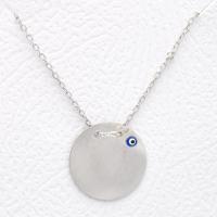 Plakalı Nazar Boncuğu Gümüş Kolye ORTB