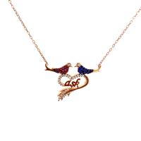 Kuş Figürlü Aşk Yazılı Gümüş Kolye