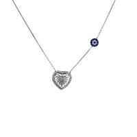 Nazar Boncuklu Kalp  Gümüş Kolye