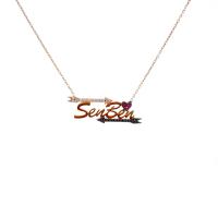 Ok Figürlü Sen Ben Yazılı Gümüş Kolye