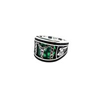 Yeşil Akik Taşlı Kayı Boyu Gümüş Erkek Yüzük