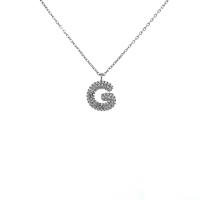Zirkon Taşlı G Harfi Gümüş Kolye