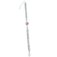 Zirkon Taşlı Gümüş Bileklik Büyük Kalp