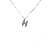 Zirkon Taşlı H Harfi Gümüş Kolye