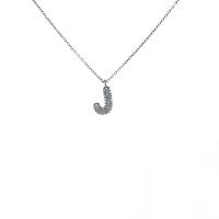 Zirkon Taşlı J Harfi Gümüş Kolye