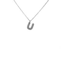 Zirkon Taşlı U Harfli Gümüş Kolye 