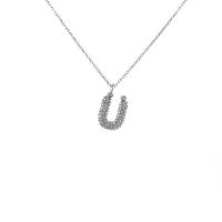Zirkon Taşlı Ü Harfi Gümüş Kolye